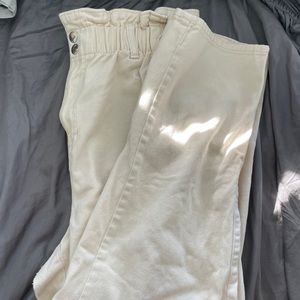 H&M cream paper bag waist pants